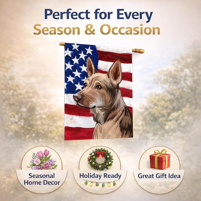 Caroline's Treasures CK6736CHF Telomian American Flag House Flag Large Porch Sleeve Pole Decorative Outside Yard Banner Artwork Wall Hanging, Polyester, House Size, Multicolor
