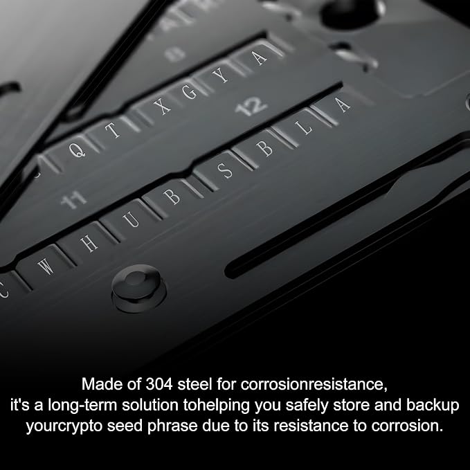 Crypto Seed Phrase Storage, 304 Stainless Steel Secure Bitcoin Wallet, Private Key Recovery Cold Storage Backup 3 Plates 24 Words Compatible with BIP39 Hardware Wallets, Ledger, Trezor