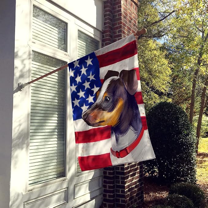 Caroline's Treasures CK6582CHF Japanese Terrier American Flag House Flag Large Porch Sleeve Pole Decorative Outside Yard Banner Artwork Wall Hanging, Polyester, House Size, Multicolor