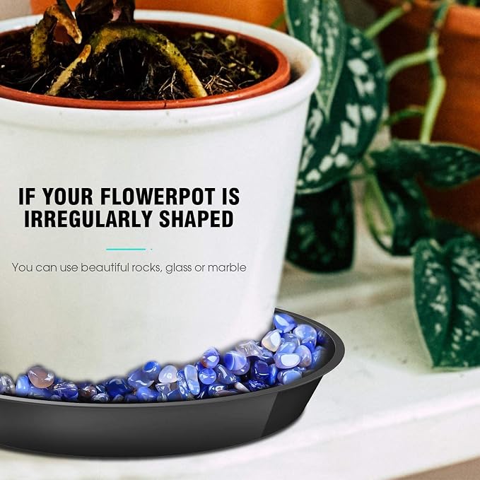 6 Pack Plant Saucer 12 14 16 18 20 22 Inch Plastic Plant Tray, Sturdy and Durable Flower Pot Container Accessories Plant Pot Saucers for Indoor and Outdoor (16 Inch, Black)