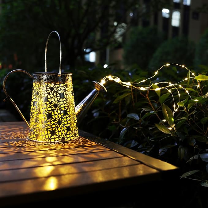 VOOKRY Solar Watering Can Lights, 2 Pack Retro Large Hanging Solar Lights Outdoor Decorative Waterproof Garden Decor for Outside Patio Yard Porch Lawn, Gifts for Mom Women Grandma Birthday