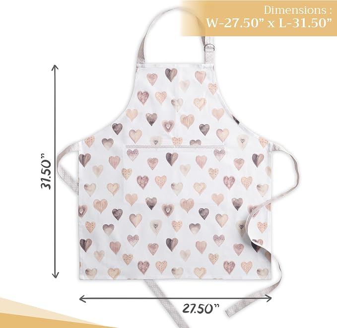 Maison d' Hermine Aprons for women with Pocket 100% Cotton (27.50"x31.50") | Adjustable Neck Strap & long ties Apron Men Chef Wedding Cooking Gardening Server Maid