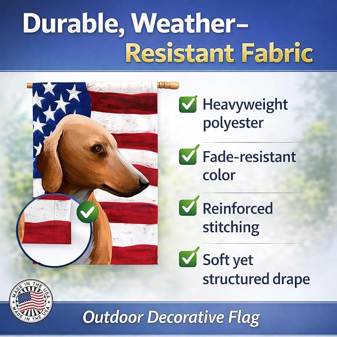 Caroline's Treasures CK6416CHF Azawakh Hound American Flag House Flag Large Porch Sleeve Pole Decorative Outside Yard Banner Artwork Wall Hanging, Polyester, House Size, Multicolor
