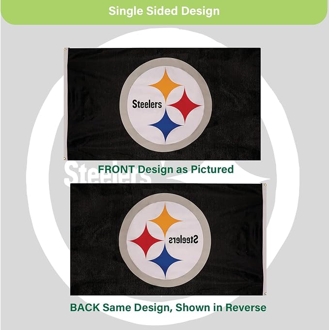 Team Sports America NFL Pittsburgh Steelers 3 x 5 Outdoor Durable Flag with Grommets | Heavy Duty Flag & Banner for Outdoor Garden Patio | Indoor Wall Decor | Works with Flag Poles for House