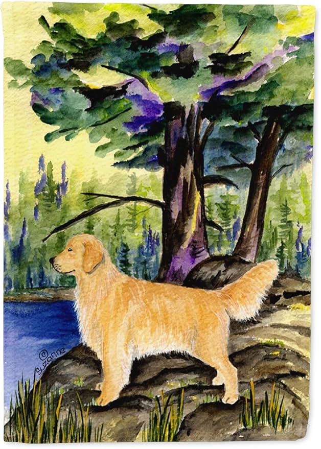 Caroline's Treasures SS8426GF Golden Retriever Garden Flag Mailbox Flag Decorative Yard Flag Banner Outside Patio Artwork Yard Flower Beds, Garden Size, Multicolor