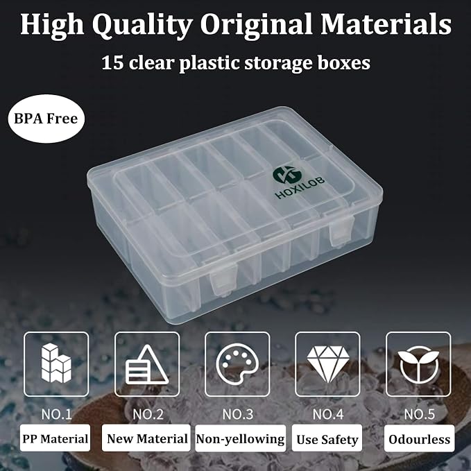 45 Pieces Bead Organizer Boxes, Medium Clear Plastic Storage Container with Labels, Large Craft Case Ideal for Big Beads Jewelry Making Supplies DIY Bracelets Screws Seeds Mini Tools and Small Parts