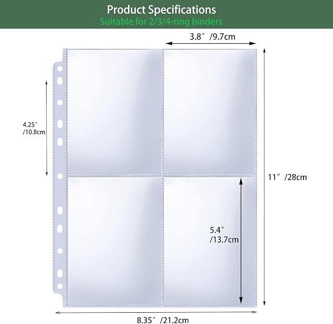 30 Pack 120 Pocket Seed Organizer Sheet, 3.5x5” Seed Packet Binder Sleeves, Heavy Duty Garden Seeds Storage Pages for 3 Ring Binder