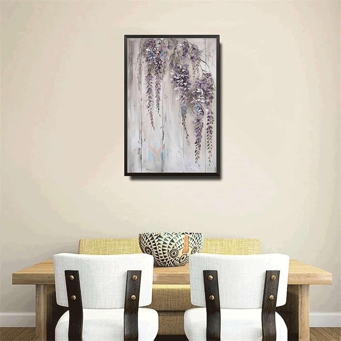Metal Sign Tin Sign Vintage Wall Art Vintage Wisteria Tin Sign for Cascading Blooms Display Shabby Chic Style and Corrosion Resistant Home Decor for Home Decor 6×8 Inches with Metal Frame