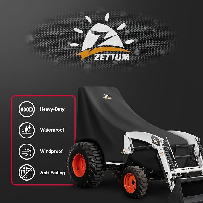 Zettum Tractor Cover - 600D Tractor Upper Body Cover, Waterproof Compact Tractor Operator & Hood Covers, Outdoor Protection for Seat & Controls, Compatible with John Deere, Kubota, Mahindra and More
