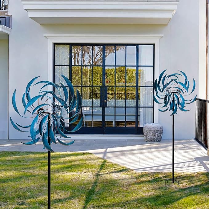 Stargarden Wind Spinners Outdoor -Metal Large Kinetic Wind Spinners | Wind Sculptures & Spinners with Stable Metal Stake for Yard Lawn Garden (23 x 80 inches)