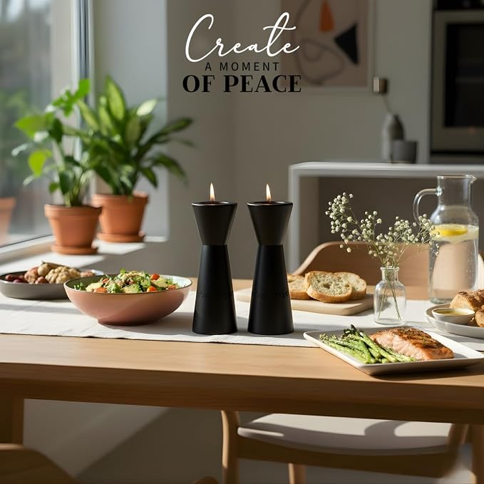 Aura Luxury Candle Holder Set – Modern Décor for Living Room & Dining Table - Black