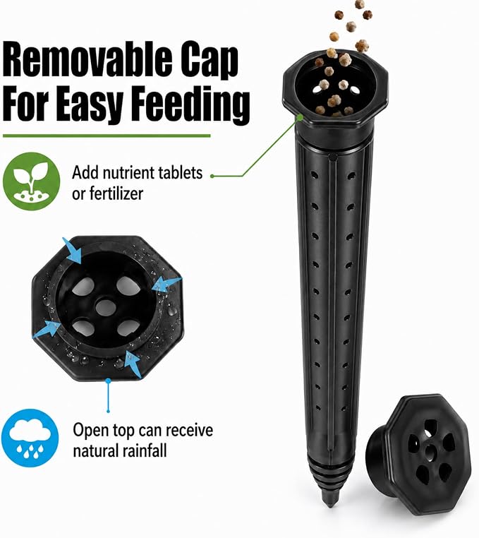 Junkin 6 Pack Tree Watering Stake Large UV Protected ABS Plastic Deep Root Irrigation Spike for Garden Shrubs Bushes Shrubs Flowers Fruits Vegetables Potted Plants (14 Inch)