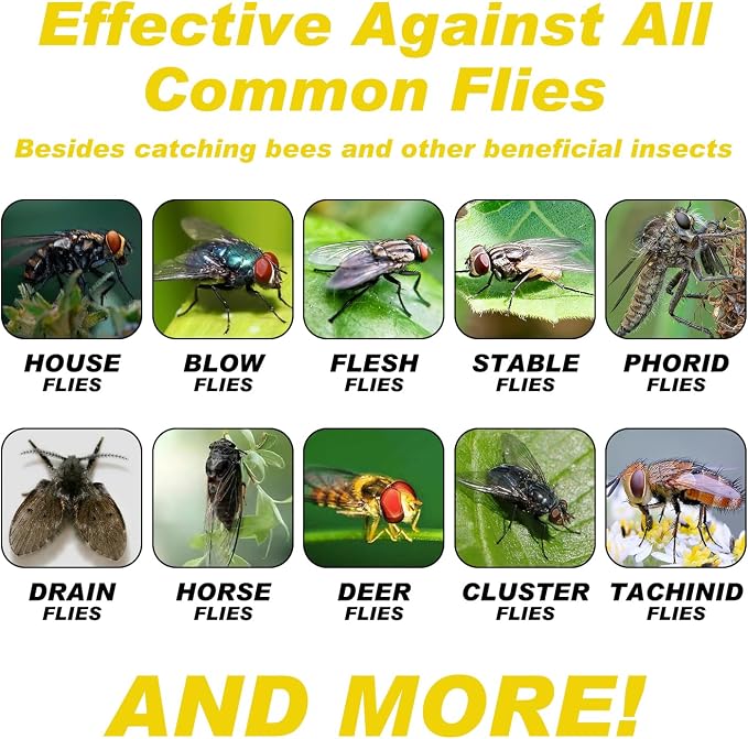 Outdoor Fly Traps for Patio, 6 Pack Pre-Baited Big Fly Bags Outdoor Disposable, Hanging Fly Catcher Hunter Stable Horse Ranch Control Repellent Killer for Barn, Farm