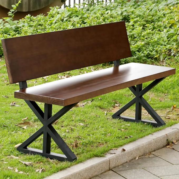 Industrial Bench Legs with Backrest Brackets for DIY Projects | Custom Mudroom Benches, Deck Seating or Outdoor Furniture. Works for Reclaimed Wood & Planks. Perfect for Patios & Home Decor