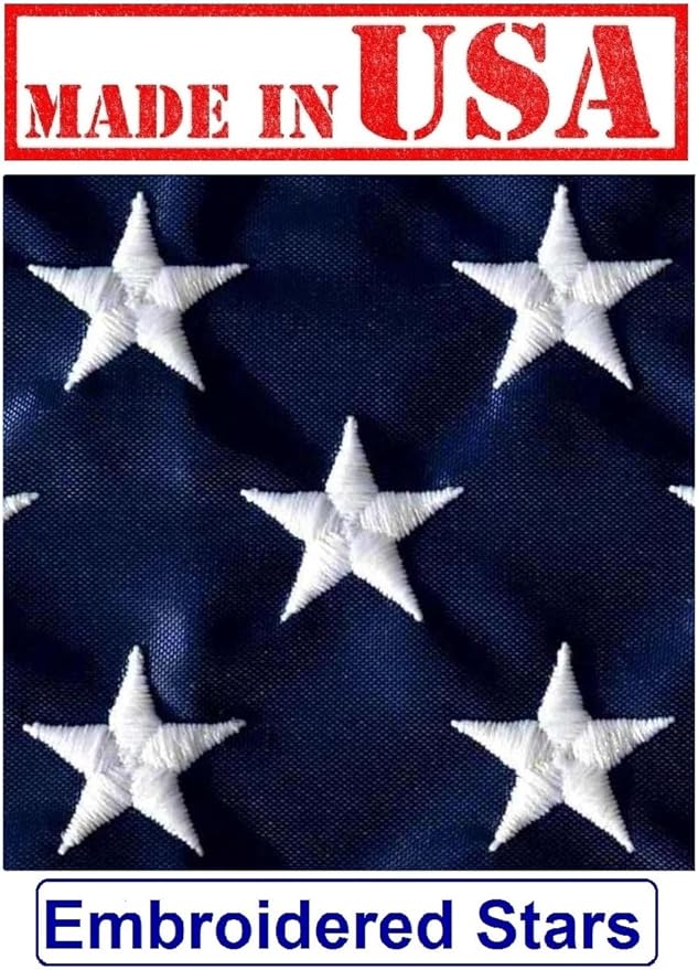 US Flag Factory - 2x3 FT U.S. American Flag (Pole Sleeve) (Embroidered Stars, Sewn Stripes) Outdoor SolarMax Nylon, UV Fading Resistant - Made in America