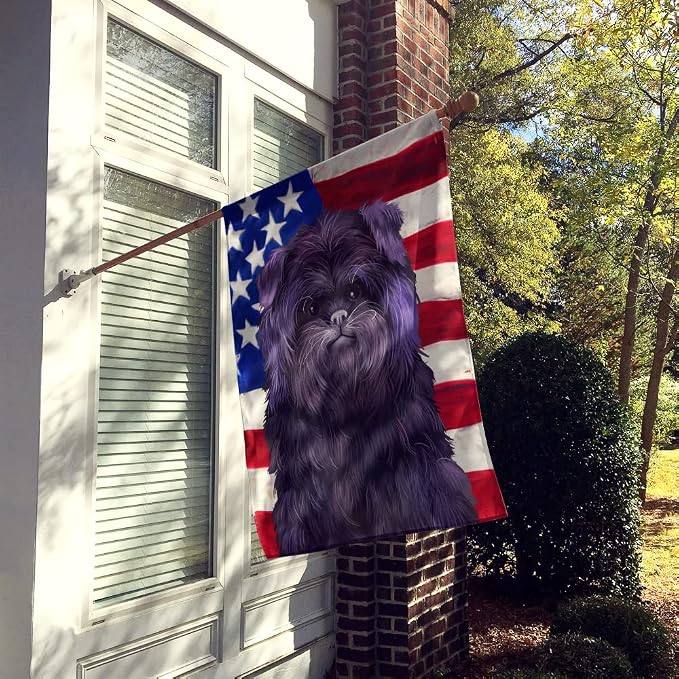 Caroline's Treasures CK6382CHF Affenpinscher American Flag House Flag Large Porch Sleeve Pole Decorative Outside Yard Banner Artwork Wall Hanging, Polyester, House Size, Multicolor