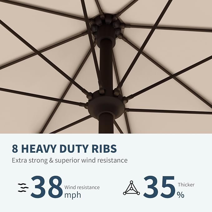PatioKingdom 11FT Patio Umbrella,Outdoor Umbrella with Push Button Tilt and Crank,Market Table Umbrella with 8 Sturdy Fiberglass Ribs UV Protection