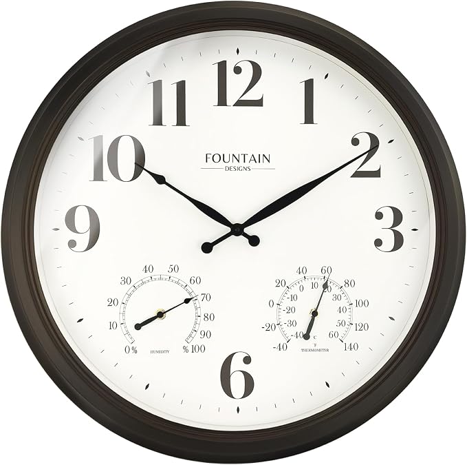 24 Inch Outdoor Clocks Waterproof, Oversized Large Outdoor Clock with Temperature and Humidity Combo,Weatherproof, Accurate & Easy to Read for Porch, Pool,Garden