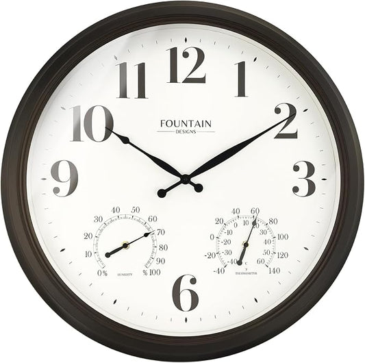 24 Inch Outdoor Clocks Waterproof, Oversized Large Outdoor Clock with Temperature and Humidity Combo,Weatherproof, Accurate & Easy to Read for Porch, Pool,Garden