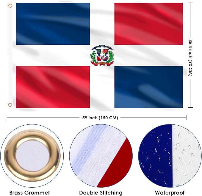 AhfuLife National Flag 3x5 Ft, Large National Flags for Outside - Double Side with Brass Eyelets for Soccer Games National Day Party Bar Garden Decoration Indoor Outdoor（Dominica ,1Pcs）