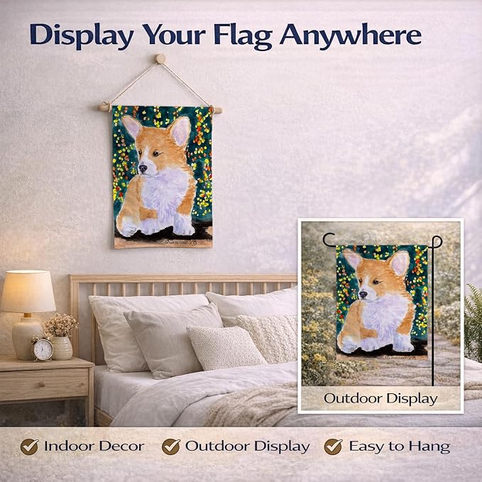 Caroline's Treasures SS8967GF Corgi Garden Flag Mailbox Flag Decorative Yard Flag Banner Outside Patio Artwork Yard Flower Beds, Garden Size, Multicolor