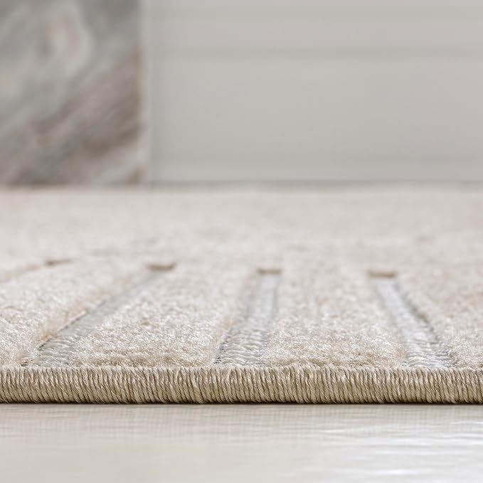 JONATHAN Y Nordby High-Low Arch Striped Indoor/Outdoor Area Rug, 3x5, Beige/Cream, for Patio, Backyard, Living Room, Bedroom, Office, Hose-Washable (SCN104E-3)