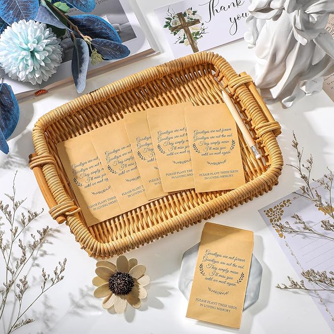 Fumete 120 Pack Memorial Seed Packets Bulk Memorial Day Coin Envelopes Kraft Small Celebration of Life Funeral Favors for Guests Veterans Day Sentimental Funeral Service Gift, 3.9 x 2.4 Inch