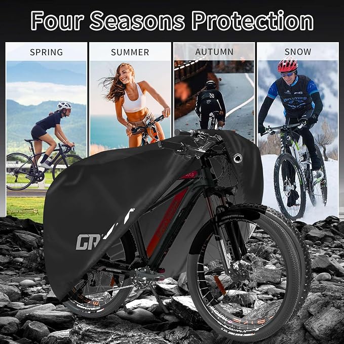 Bike Covers Outdoor Storage Waterproof. It Comes in 3 Colors and 2 Sizes. The Bike Cover is Equipped With a Bike Chain Lock