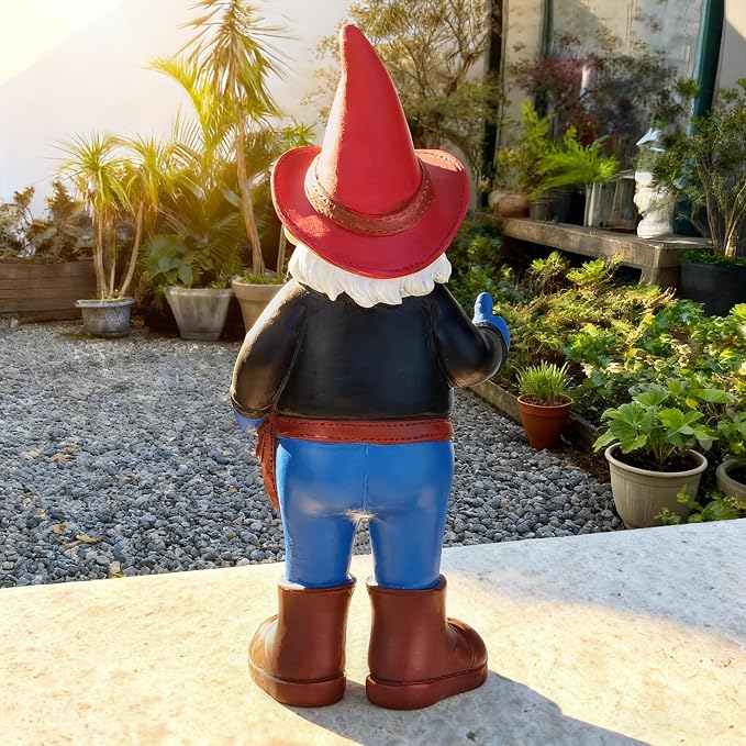 Garden Gnomes Statues for Yard Decorations Outdoor, Funny Cowboy Gnome Garden Lawn Figurines for Home Patio Yard Decor Indoor, Gardening Housewarming Gift