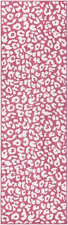 Unique Loom Outdoor Safari Collection Area Rug - Leopard (2' 11" x 10' Runner, Magenta/ Ivory)