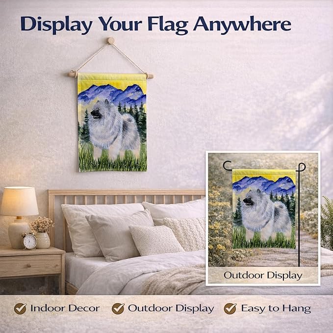 Caroline's Treasures SS8323GF Keeshond Garden Flag Mailbox Flag Decorative Yard Flag Banner Outside Patio Artwork Yard Flower Beds, Garden Size, Multicolor