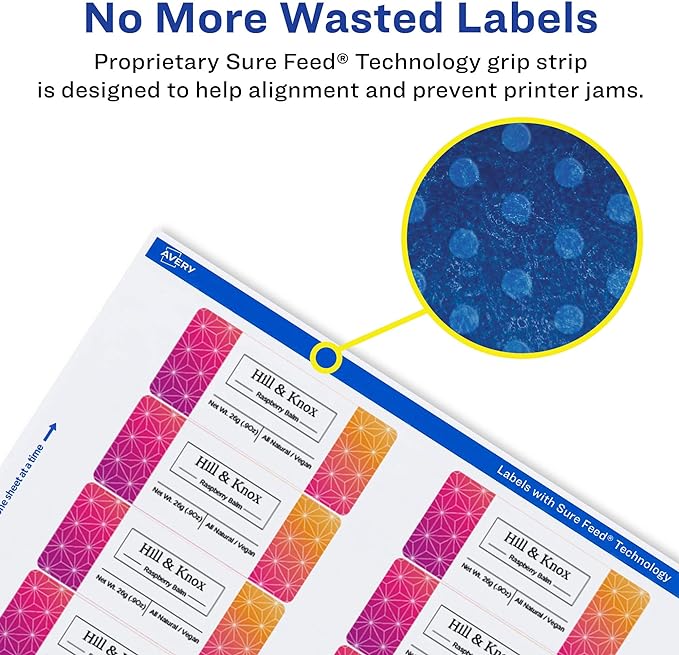 Avery Printable Durable White Rectangle Labels, Sure Feed Technology, 1" x 4", Waterproof Labels, Laser & Pigment-Based Inkjet Compatible, 100 Total, Great for Product Branding, Marketing, and More