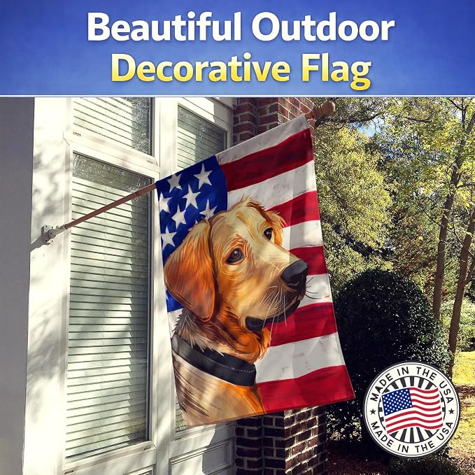 Caroline's Treasures CK6691CHF Schiller hound Dog American Flag House Flag Large Porch Sleeve Pole Decorative Outside Yard Banner Artwork Wall Hanging, Polyester, House Size, Multicolor