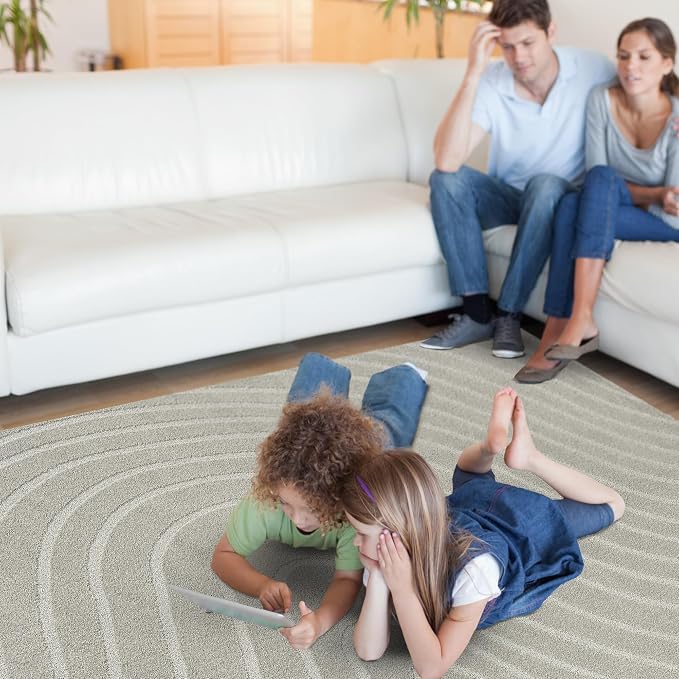 LUXE WEAVERS Modern Geometric Wave Gray 5x7 Area Rug