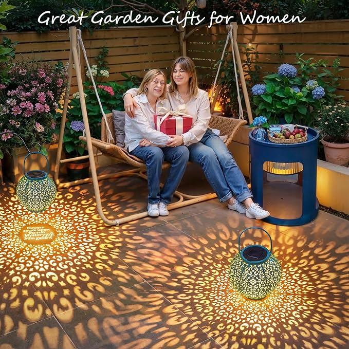 Big Solar Lantern Outdoor Waterproof, Go2garden Gifts for Mom Yard Decorations Lights for Balcony Party Ornaments, Birthday Mothers Day Gifts for Women Wife Grandma (1 Pack, Teal Blue)