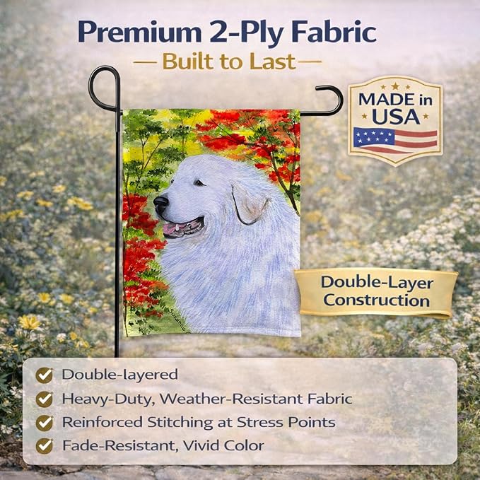 Caroline's Treasures SS8235GF Great Pyrenees Garden Flag Mailbox Flag Decorative Yard Flag Banner Outside Patio Artwork Yard Flower Beds, Garden Size, Multicolor