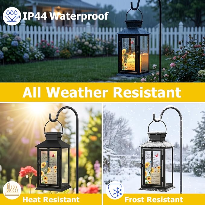 Solar Memorial Lantern Outdoor Waterproof, Sympathy Gifts for Loss of Loved One Mother Father, Remembrance Condolences Grief Gift for Loss, in Memory of Loved One Gifts