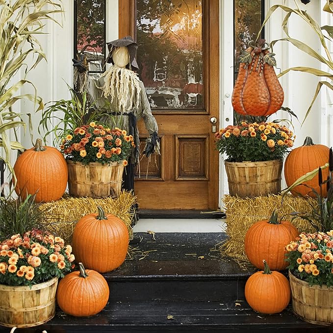 K KILIPES Metal Rustic Pumpkin Yard Stake - Outdoor Fall Decor Garden Stake Autumn Yard Sign for Porch Garden Home Patio Harvest Thanksgiving Halloween Decorations