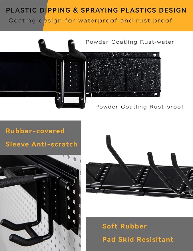 Wall Mount Garden Tool Organizer - 48 Inch Max Load 539lbs with14 PCS Adjustable Garden Tool Hanger Rack, Shovel Holder Wall Mount, Storage Hooks for Hanging in Garage