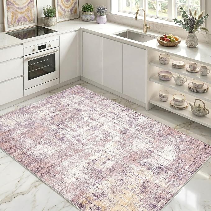 Washable 4'x6' Abstract Area Rug for Bedroom Living Room | Modern Carpet For Bedroom Kitchen Office Hallway Entryway Printed Pattern Home Decor Non-Slip Stain-Resistant Easy To Clean