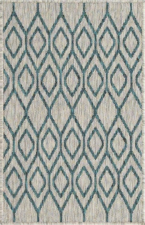 Jill Zarin Outdoor Collection Area Rug - Turks and Caicos (2' 2" x 3' Rectangle Gray Teal/Teal)