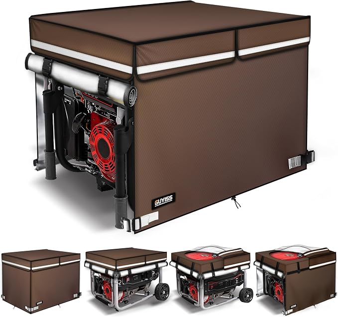 Generator Covers While Running. 32"L×24"W×24"H, Top Can Be Opened for Refueling, Compatible with 5000W-13000W Frame Generator, Coffee.