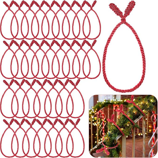 Zhengmy 32 Pcs 20 Inches Christmas Garland Ties Christmas Decorative Twist Ties for Banister Reusable and Flexible Twist for Xmas Home Decorations Holiday Craft Wrapping (Red)
