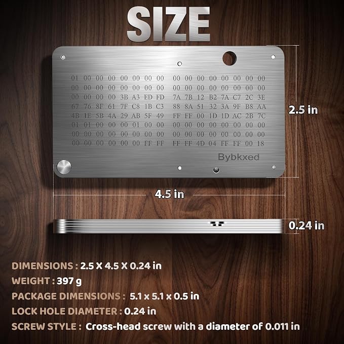 crypto seed phrase storage, metal seed phrase plate, Bybkxeo S1,24-Word Capacity, Fire/Corrosion Resistant, Compatible with Ledger/Trezor/KeepKey (silver S1)