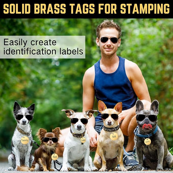 Hicarer 100 Pcs Solid Tags for Stamping Round Key Tags Blanks with Hole for Pets Plants Doors Pipe Valves Equipment Tool and Keys Labeling (Brass,1,1.25,1.5 Inch)