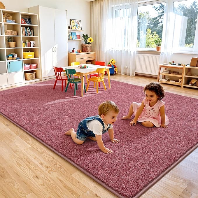 Keeko 4x6 Area Rugs for Living Room,Soft Washable Memory Foam Bedroom Rug | Indoor Throw Rug Low Pile Minimalist Non Slip Carpet for Kids Nursery Classroom Dorm Room Home Decor Red and White