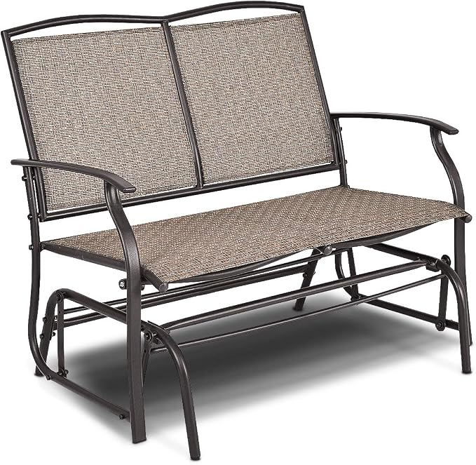 Giantex OP3100-New Patio Glider Bench, Brown 41.5"X28.0"X37"(LXWXH)