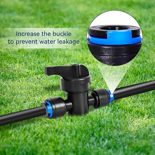 20 Pack 1/4" Drip Irrigation Shut Off Valve, Quick Connect Universal Drip Irrigation Tubing Coupling Valve, Connector Locking Fitting for Sprinkler or Drip Irrigation System Parts & Connectors
