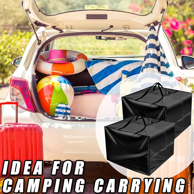 Patelai 2 Pcs Outdoor Patio Cushion Storage Bags, 32 x 32 x 24'' 105 Gallon Moving Bags with Zipper Handles Waterproof Oxford for Christmas Tree Picnic Patio Furniture Pillow Storage (Black)