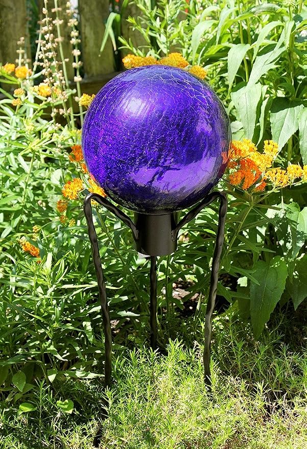 Achla Designs 10-Inch Crackle Gazing Globe Ball, Blue
